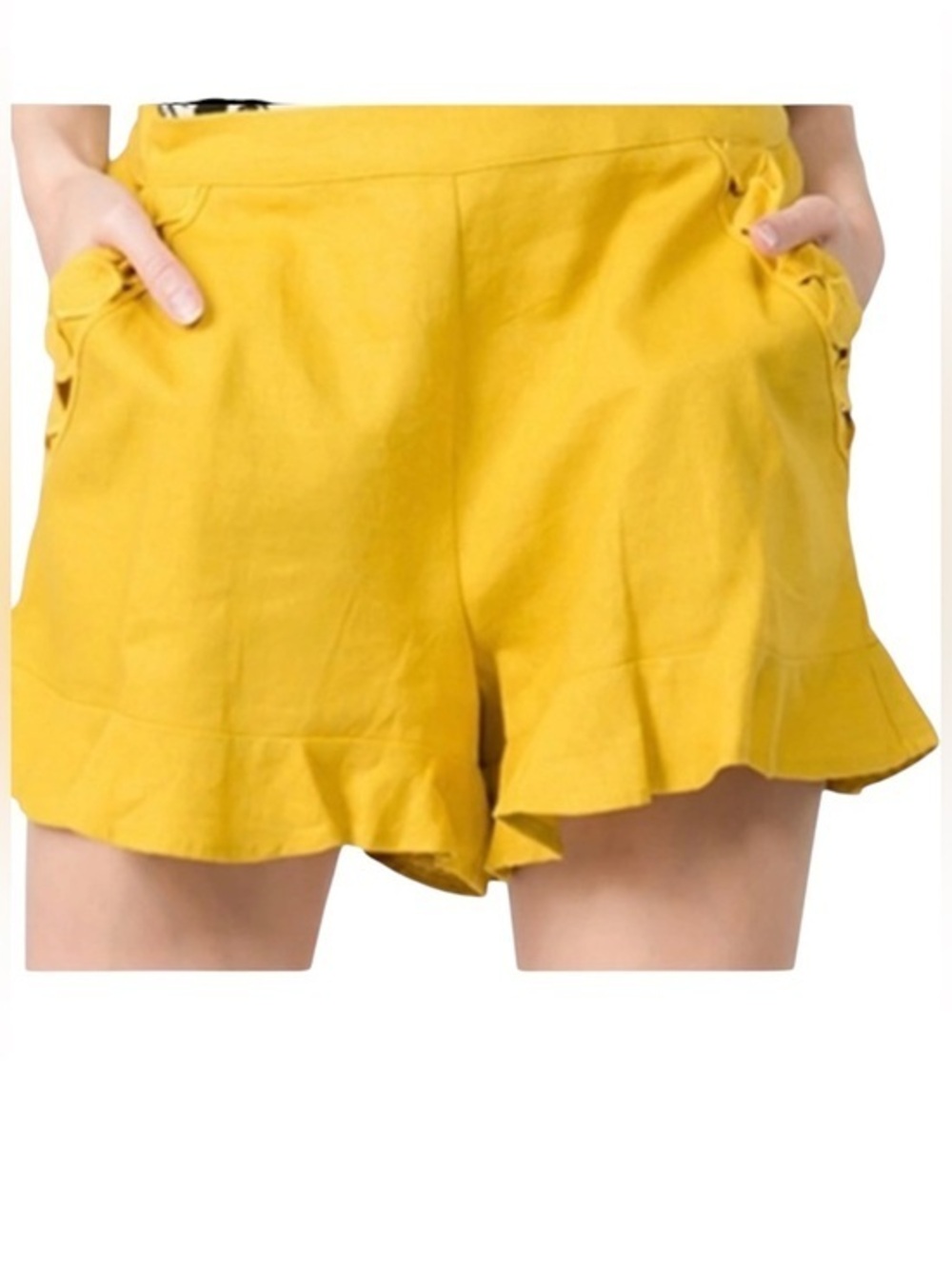 June & Hudson Nordstrom mustard yellow linen blend shorts